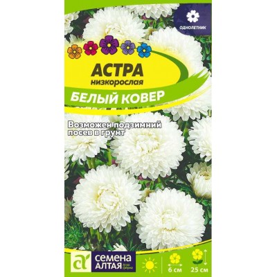 Цветы Астра Белый Ковер низкорослая/Сем Алт/цп 0,2 гр.