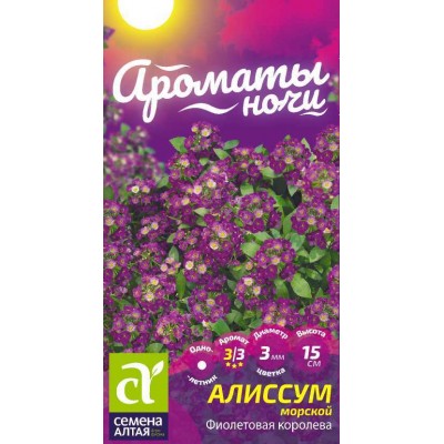 Цветы Алиссум Фиолетовая Королева/Сем Алт/цп 0,1 гр. Ароматы ночи
